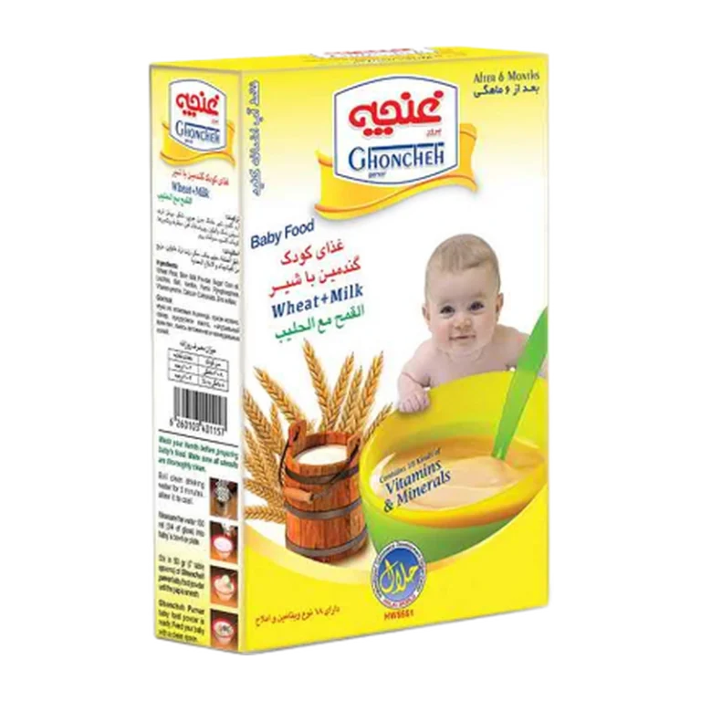Baby food based on wheat with milk